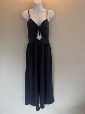 Roxy Dark Blue/Navy Vintage Spaghetti-Strap Jumpsuit with Front Tie